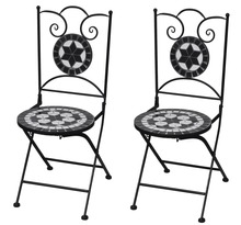Vidaxl chaises pliables de bistro 2 pièces céramique noir et blanc