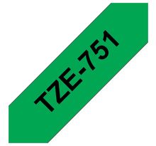 Ruban adhésif d'étiquetage TZe-751, noir sur fond vert, 24 mm x 8 m