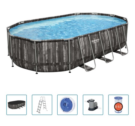 Bestway ensemble de piscine ovale power steel 488x305x107 cm