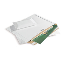 Pochette carton micro-cannelé rigide blanche à fermeture adhésive raja 25x20 cm (lot de 100)