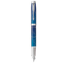 Parker im premium submerge  stylo plume  dégradé de bleu  plume fine  encre bleue  coffret cadeau