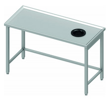 Table centrale inox avec trou vide-ordure à droite - profondeur 600 - stalgast - 1300x600 x600xmm