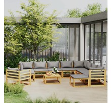 vidaXL Salon de jardin 12 pcs avec coussin Bois d'acacia solide