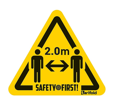 Marquage au sol autocollant distance sanitaire de sécurité "respectez 2 m de distance" pour surfaces rugueuses (colis de 4)