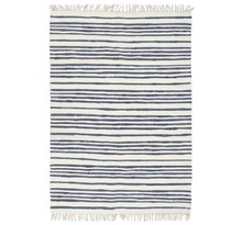 Vidaxl tapis chindi tissé à la main coton 160x230 cm bleu et blanc