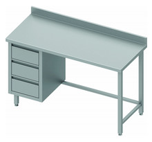 Table inox avec 3 tiroirs a gauche - gamme 600 - stalgast - 1200x600