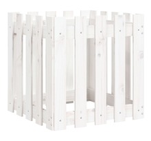 vidaXL Jardinière avec design de clôture blanc 50x50x50 cm pin massif