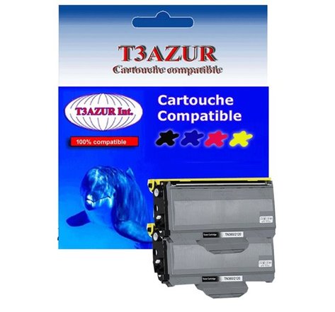 2 Toners compatibles avec Brother TN2120 pour Brother MFC7840, MFC7840W - 2 600 pages - T3AZUR