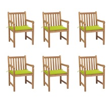 vidaXL Chaises de jardin 6 pcs avec coussins vert vif Bois de teck