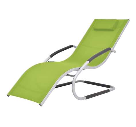 vidaXL Chaise longue avec oreiller Aluminium et textilène Vert