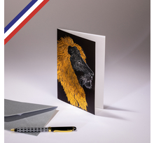 Carte double C'est Chic ! créée et imprimée en France - Lion à la magnifique crinière dorée