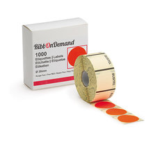 Rubans pastille adhésive couleur rouge Ø 35 mm pour imprimante RibbOnDemand (colis de 2)