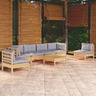 vidaXL Salon de jardin 7 Pièces avec coussins gris bois de pin massif