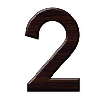 Numéro 2-Numéro adhésif pour boîtes aux lettres - Résine de 3 mm, hauteur environ 50 mm - Taurus (chêne foncé)