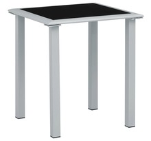 vidaXL Table de jardin Noir et argenté 41x41x45 cm Acier et verre