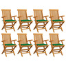 Vidaxl chaises de jardin avec coussins vert 8 pcs bois de teck massif