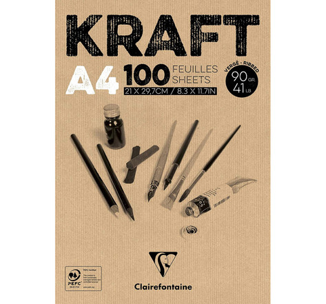 Bloc Kraft Brun A4 - 100 Feuilles - 90G - Clairefontaine