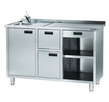 Table pour machine à expresso avec égouttoir et lavabo - stalgast -  - acier inoxydable 1500x700x1000mm