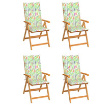 Vidaxl chaises de jardin 4 pièces avec coussins à motif de feuilles teck