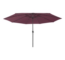 Vidaxl parasol d'extérieur avec led et mât en métal 400 cm bordeaux