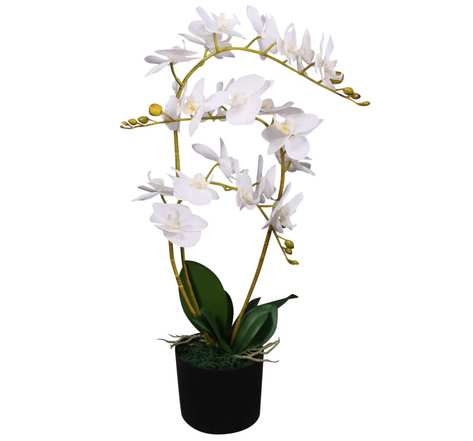 vidaXL Plante artificielle avec pot Orchidée 65 cm Blanc