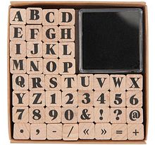Tampons bois en lettres et chiffres - caractères gras