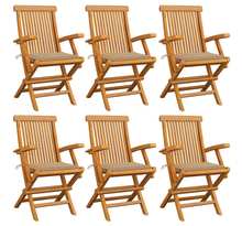 Vidaxl chaises de jardin avec coussins beige 6 pcs bois de teck massif
