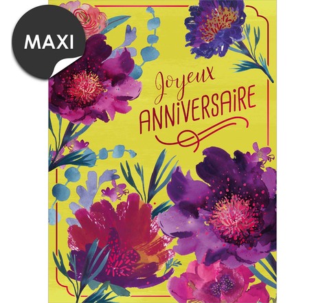 Grande carte anniversaire joyeux anniversaire - fleurs - draeger paris