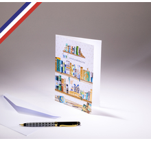 Carte double Miniature créée et imprimée en France  sur papier certifié PEFC - Bon anniversaire - Livres