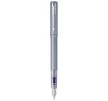 Parker vector xl stylo plume, laque bleu-argent métallisée sur laiton, plume fine, encre bleue, coffret cadeau