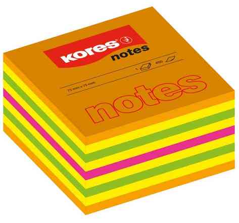 Bloc note cube 450 f repositionnable 50x50 assortis 5 couleurs Néon KORES