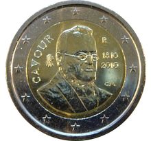 Monnaie 2 euros commémorative italie 2010 comte de cavour
