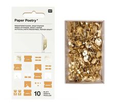 10 feuilles d'autocollants registre papier kraft + 150 punaises dorées
