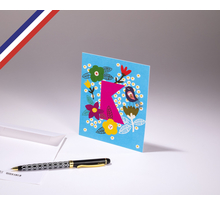 Carte simple Bouton d'or créée et imprimée en France - La lettre K
