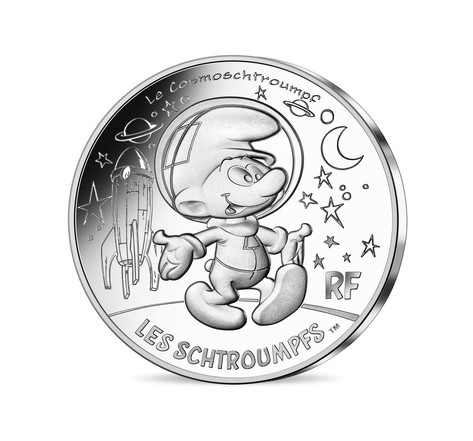 Monnaie de 10 Euro Argent Schtroumpf cosmonaute