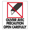 Étiquette d'expédition Ouvrir avec précaution Open carefully 90x100 mm (colis de 1000)
