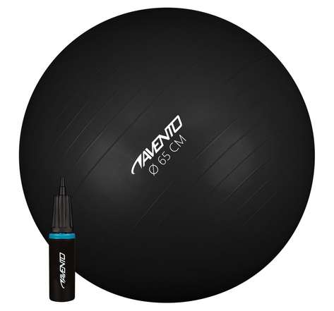 Avento ballon de fitness/d'exercice et pompe diamètre 65 cm noir