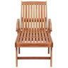 Vidaxl chaise longue avec coussin anthracite bois de teck solide