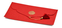 PAPERTREE ARANIA Lot de 5 Enveloppes cadeau 19x10cm - Rouge/Or