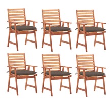 Vidaxl chaises à dîner d'extérieur 6 pcs avec coussins acacia massif