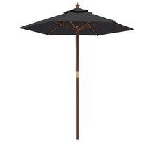 vidaXL Parasol de jardin avec mât en bois noir 196x231 cm