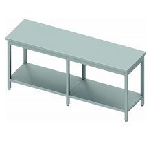 Table inox professionnelle sans dosseret - avec etagère - profondeur 600 - stalgast - 2100x600