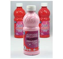 flacon 500 ml de peinture Acrylique Brillante Glossy Rose Bonbon LEFRANC BOURGEOIS