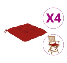 vidaXL Coussins de chaise 4 pcs 40x40x7 cm Rouge