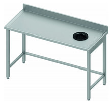 Table inox avec trou vide-ordure à droite - profondeur 600 - stalgast - 800x600 x600xmm