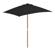 Vidaxl parasol d'extérieur avec mât en bois noir 150x200 cm