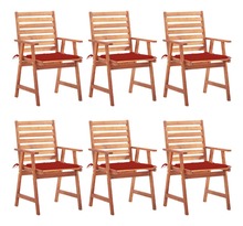 Vidaxl chaises à dîner d'extérieur 6 pièces avec coussins acacia massif
