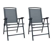 Vidaxl chaises de jardin pliables 2 pcs textilène gris