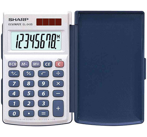 Calculatrice SHARP EL-243 S, fonctionnement solaire/batterie SHARP