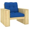 Vidaxl chaise de jardin avec coussins bleu royal bois de pin imprégné
